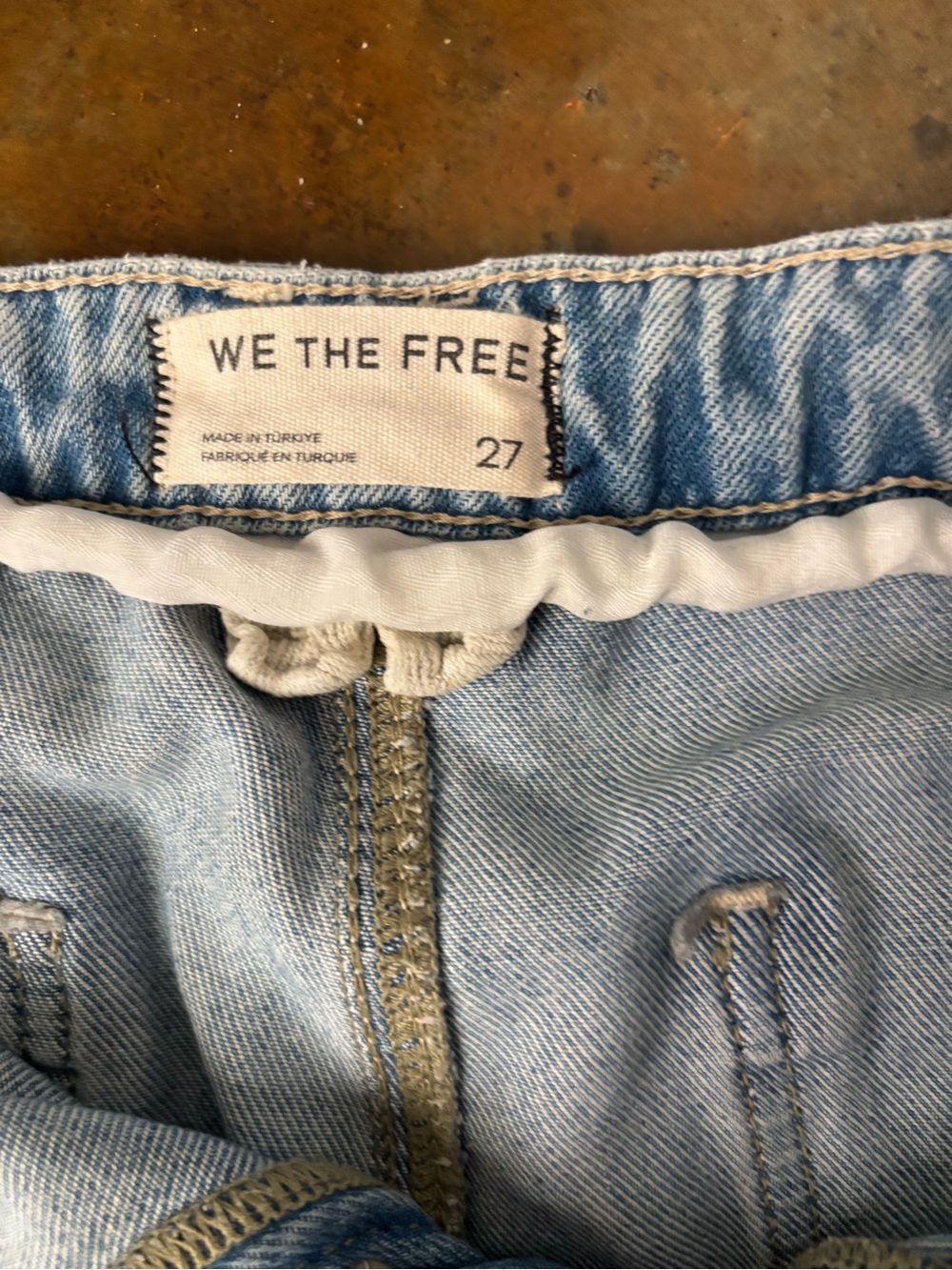 Free People Light Blue Washed Denim Cargo Jeans - Picture 2 of 3